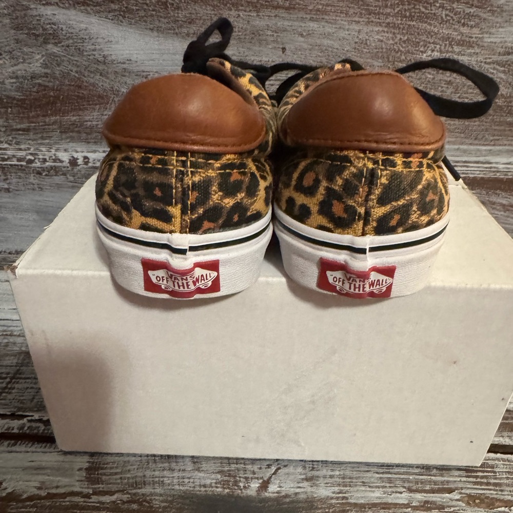 Vans Leopard Print Sneakers with Black and Brown Accents - Picture 3 of 6